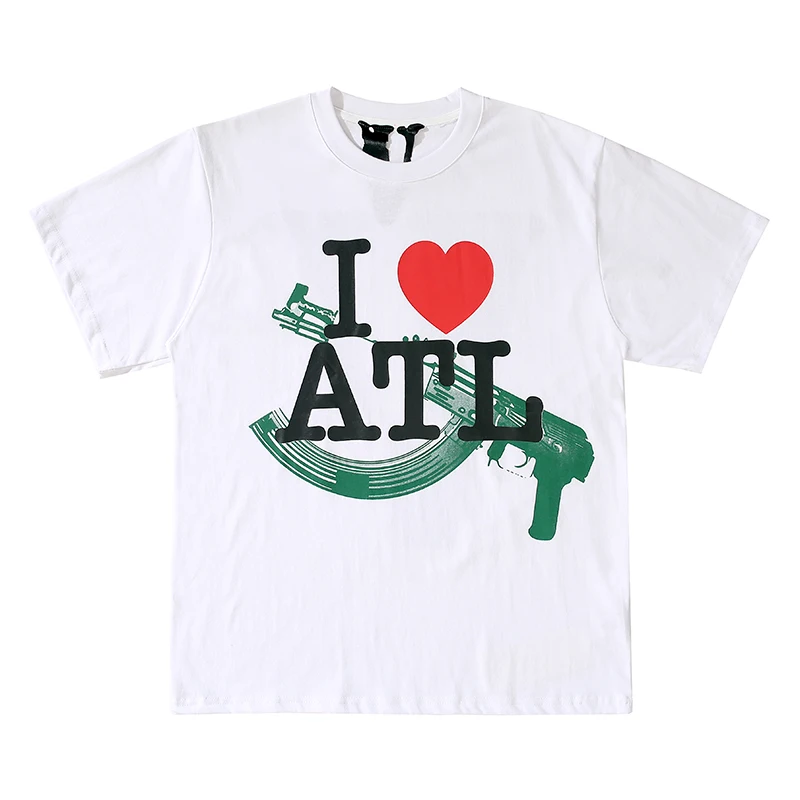 

2021 Trendy Brand VLONE I LOVE ATL Men's and Women's Short-sleeved Atlanta Limited Loose T-shirt Summer Double-sided Tee