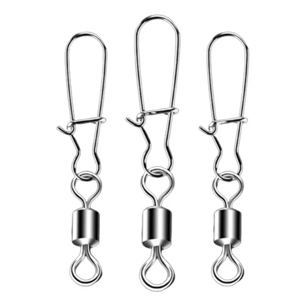 

40% Discounts Hot! 50Pcs Stainless Steel Sea Fishing Rolling Swivels Connector Hook Pin Fish Tackle
