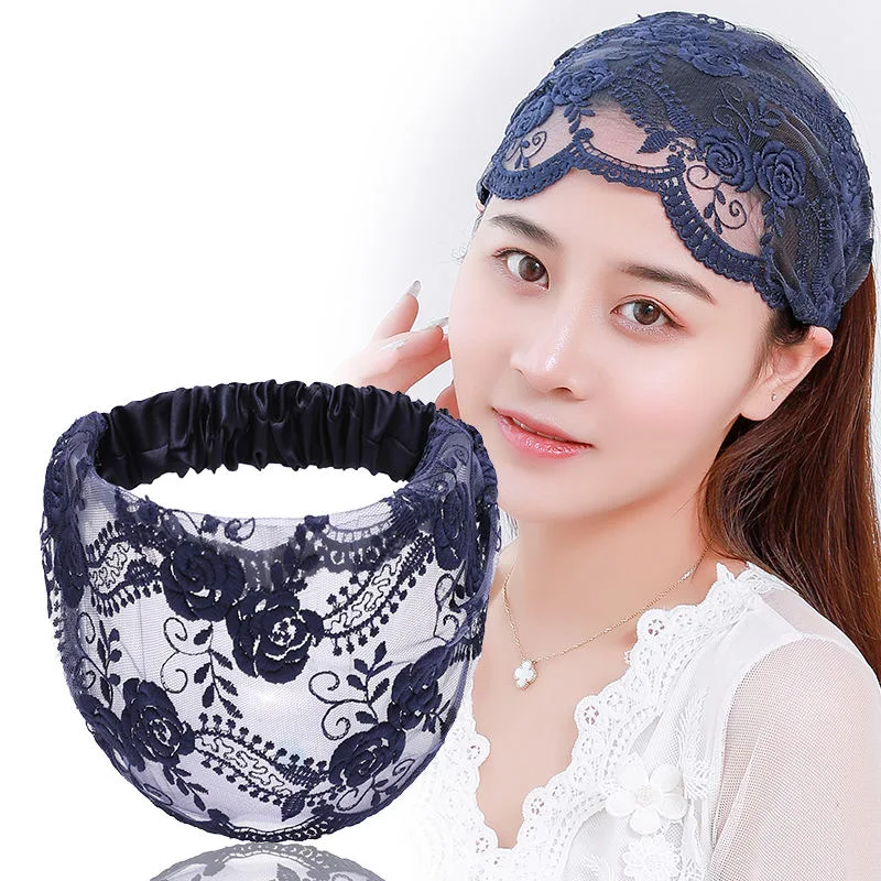 

Free Shipping Breathable lace covering white hair hairband women's wide-brimmed fashion all-match thin turban headband