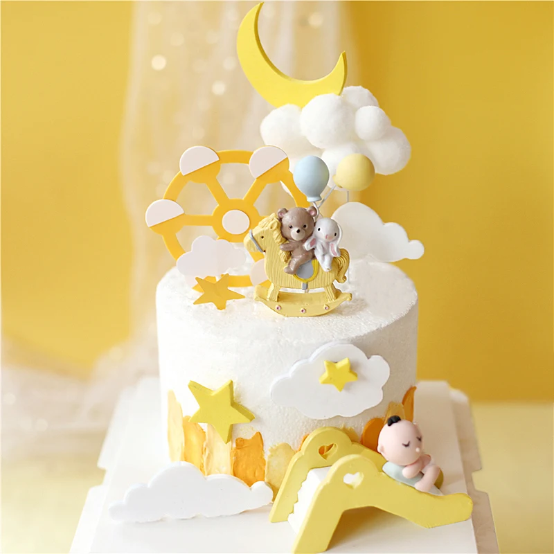 Медведь кролик лошадь горка украшение топпер для торта детского душа дня