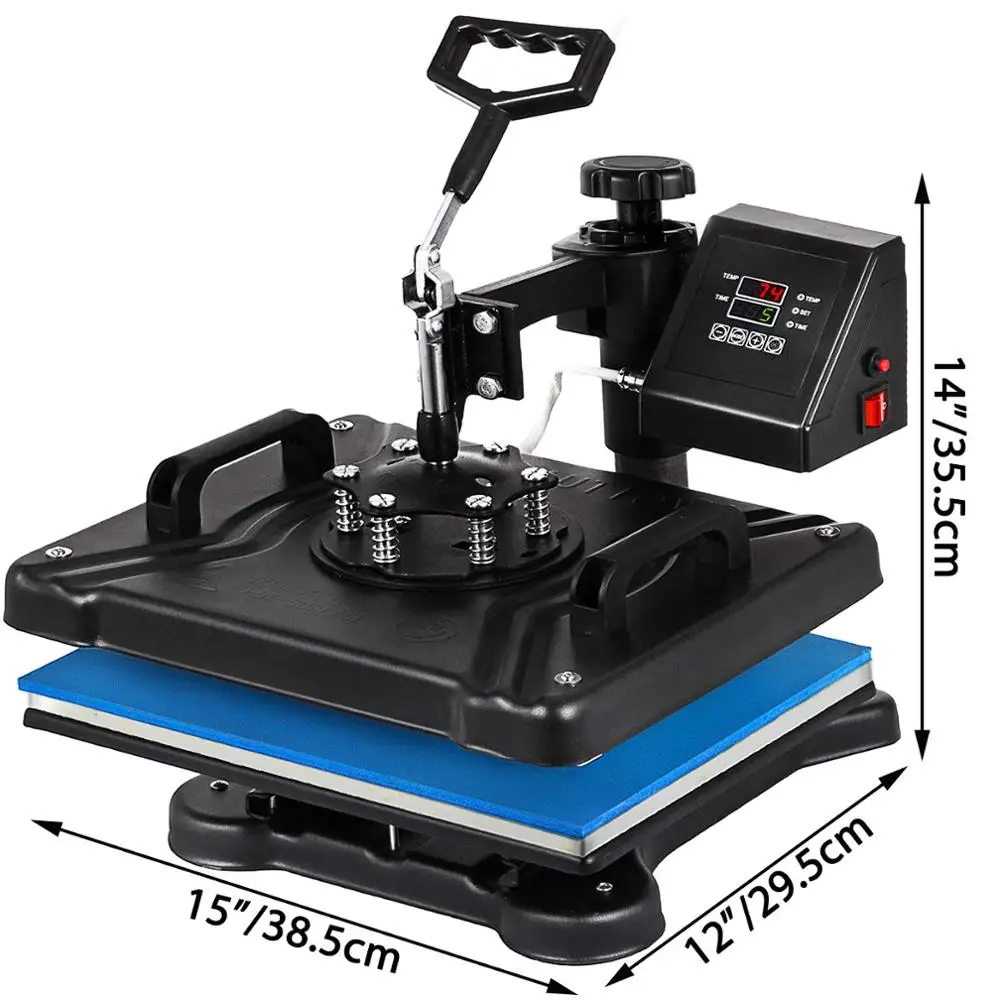 

5in1 Digital 15X12 Transfer Heat Press Machine Sublimation T-Shirt Hat Mug Cap Plate DIY 110V