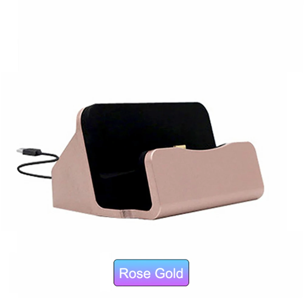 Rose Gold Usb-кабель, Подставка для зарядки IPhone X, 8, 7, 6, для Xiaomi, Android, type C, samsung, подставка, держатель, Зарядная база, док-станция - Цвет: Rose Gold