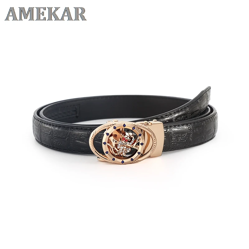 

2021 New Styles 12 Animals Buckles Woman Belts Female Strap Crocodile Pattern Strap with Rhinestone For Jeans