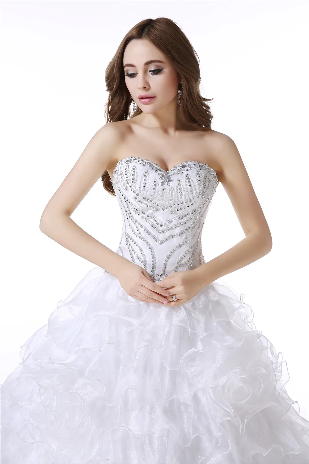 H & S-vestidos de novia de tul con velo, sin tirantes, con cuentas plisado en niveles, falda elegante, vestidos de novia con cordones