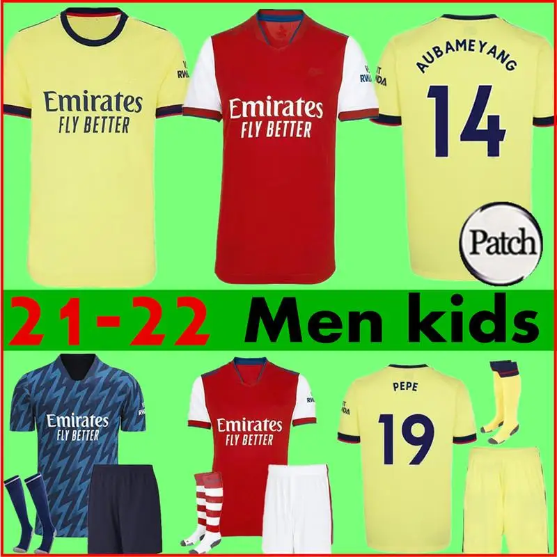 

2021 2022 Arsenales Men Kids Kit Football Shirt Aubameyang Saka Willi Pepe Camisa De Time Maillot Foot Camiseta Futbol Uniform