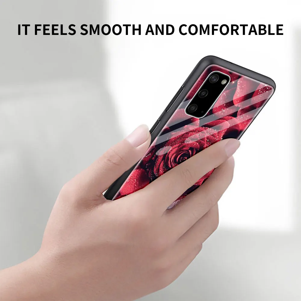 

Rose Peony Flower Plant Glass Case For Samsung Galaxy S21 S20 FE S10 S9 Plus Note 20 9 10 Lite S20Ultra Coque Phone Shell Cover