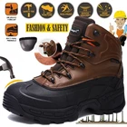 Мужские зимние защитные ботинки со стальным носком, повседневная обувь, непрокалываемые светильник кие рабочие безопасные кроссовки для мужчин