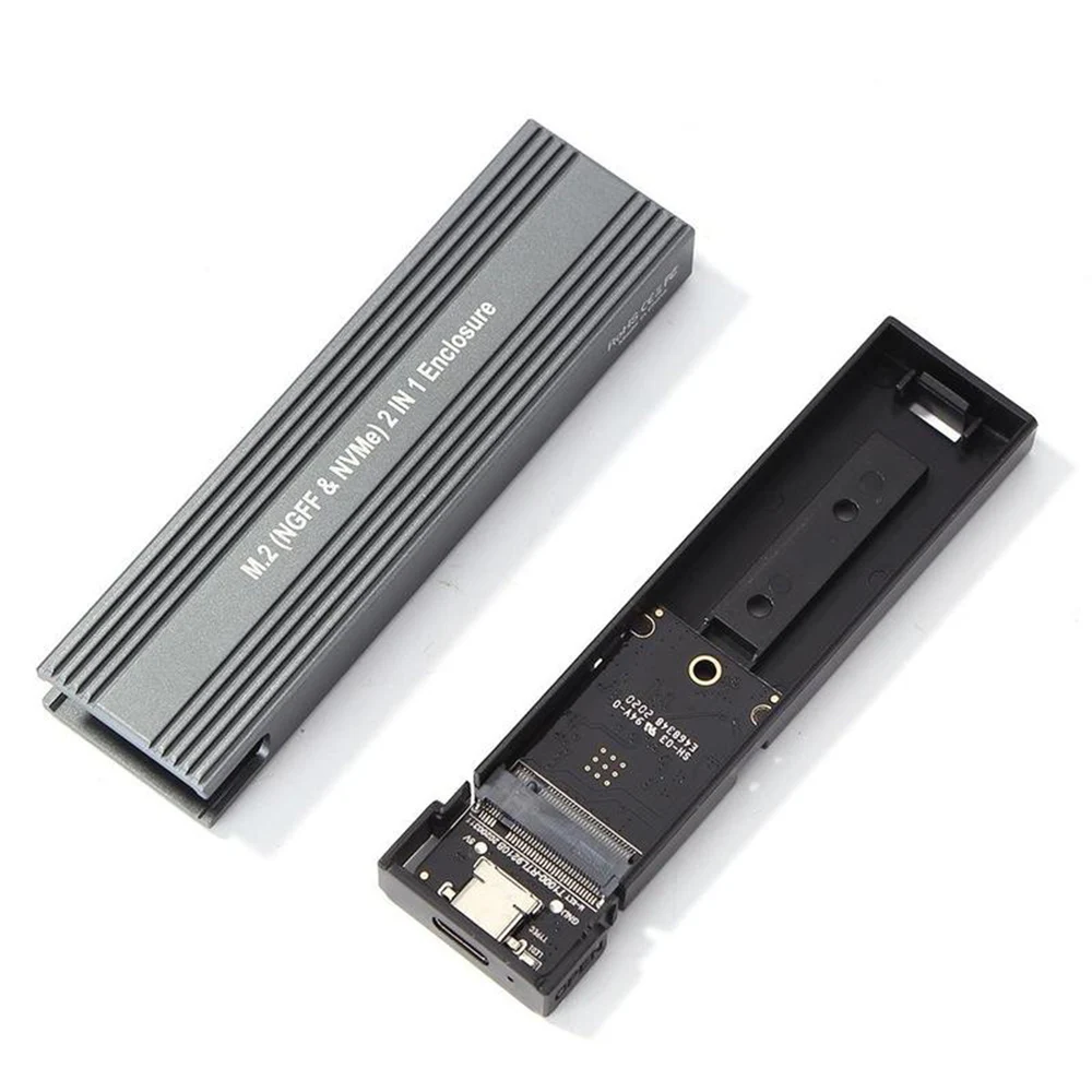 

NVME M.2 SSD Case USB 3.1 Type C M.2 Dual Protocol Hard Disk Box 10Gbps SATA/NVME Protocol External HDD Enclosure
