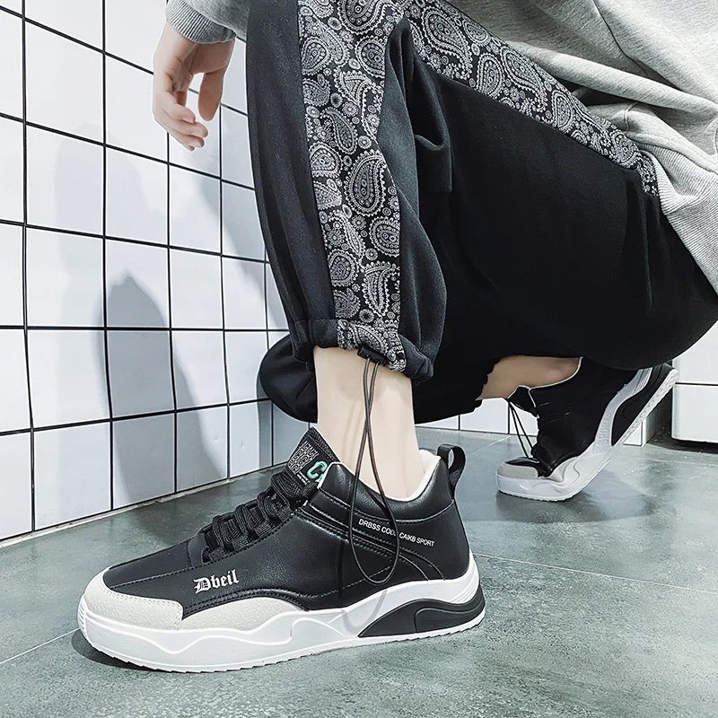 

Hong Kong style men's shoes trendy shoes new spring and autumn sports casual shoes men's all-match trend leather high-top shoes