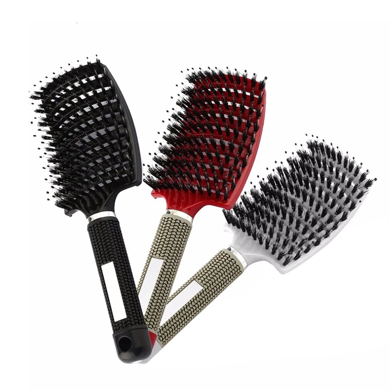 

Oversize Detangling Nylon Bristle Brush Curved Vented Massage Hair Styling Comb Fast Blow Drying for Wet or Dry Hair MDJ998