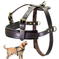 durable dog harness genuine leather dogs pulling harness vest pet training products adjustable for large dogs german shepherd