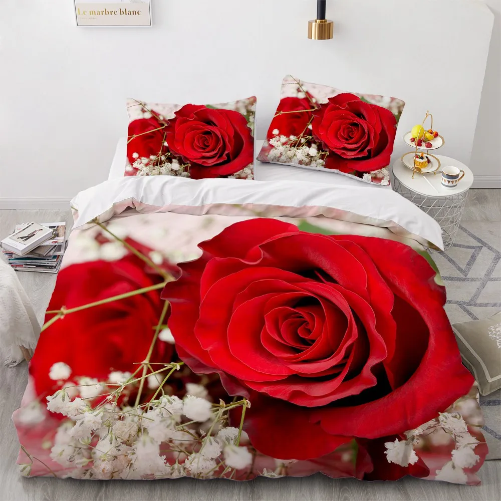 Simple Bedding Sets 3D Plant Flower Duvet Quilt Cover Set Comforter Bed Linen Pillowcase King Queen Full Double Home Texitle | Дом и сад