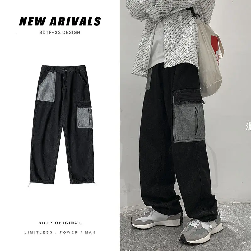 Korean Wide-leg Jeans Men's Fashion Retro Casual Straight Jeans Men Streetwear Wild Loose Hip-hop Korean Denim Trousers Mens