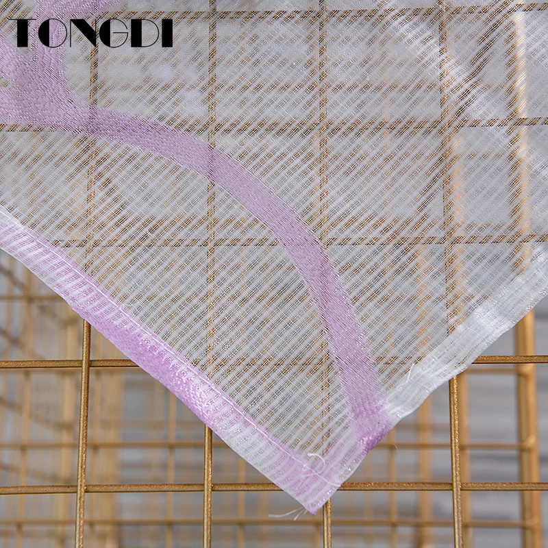 TONGDI белая Тюлевая занавеска с принтом элегантные листья цветочные волны