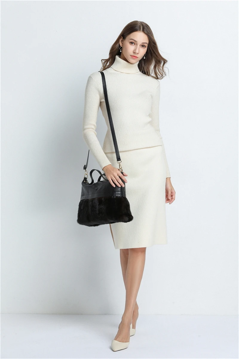 IANLAN British Style Womens Mink Fur &amp Sheep Leather Shoulder Bags Elegant Ladies Real Handbags IL00544 | Багаж и сумки