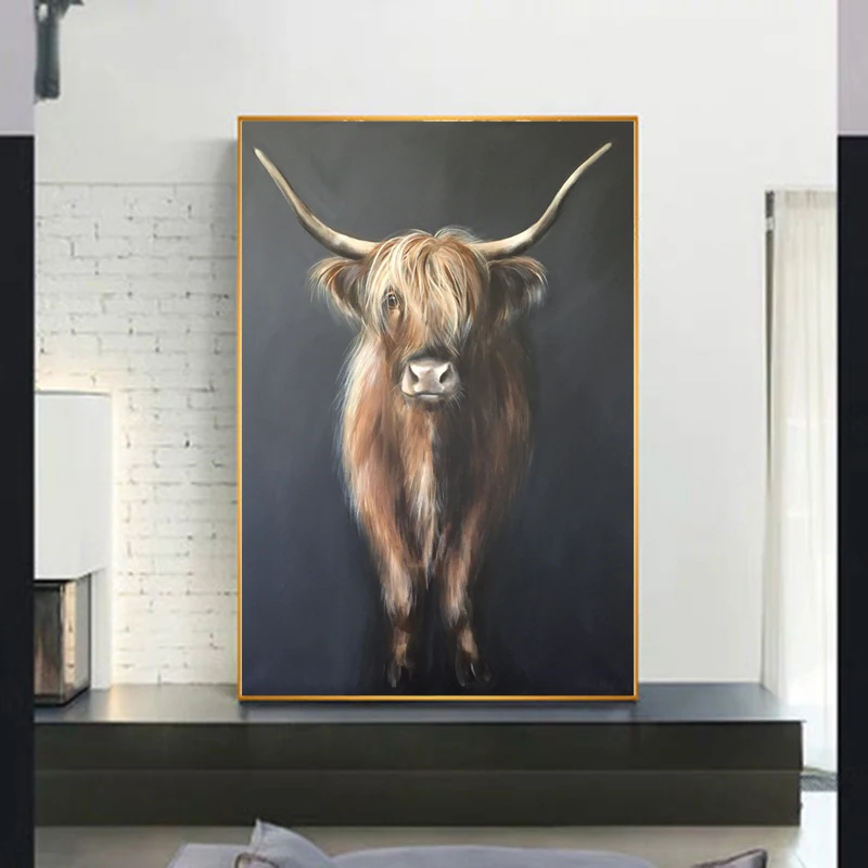 RELIABLI ART Highland Cow картина с животными на холсте напечатанная настенная живопись для гостиной современные картины для украшения без рамы