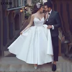 Короткое свадебное платье LORIE в стиле бохо, атласные трапециевидные платья на бретелях-спагетти с аппликацией, пляжные свадебные платья невесты, vestido de noiva 2021