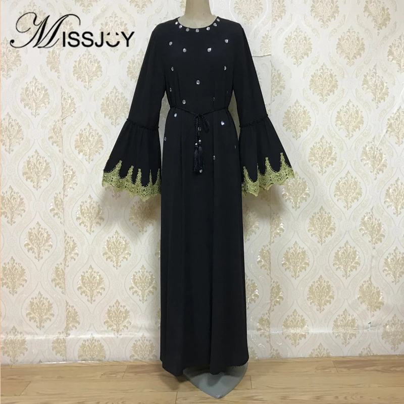 MISSJOY abaya мусульманское женское платье повседневное расклешенное с длинными