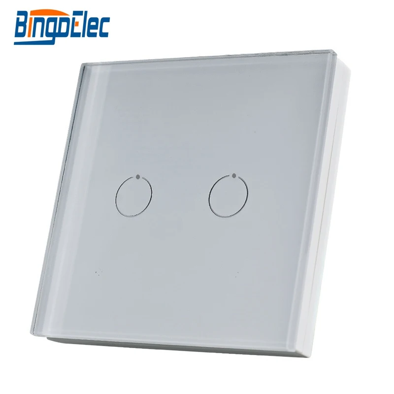

Bingoelec 2 Gang Wireless Remote Transmitter Switch Glass Panel Touch Control With Battery Remote Controller Wall Switch