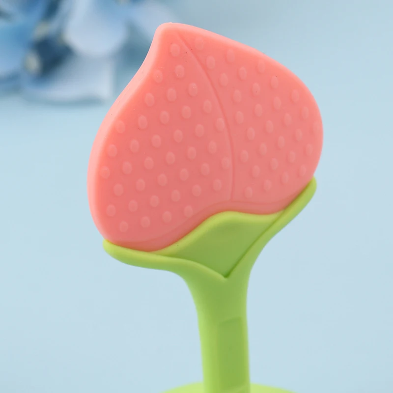 

Baby Teether Toys Toddle Safe BPA Free Strawberry Teething Ring Silicone Chew Dental Care Toothbrush Nursing Gift For Infant