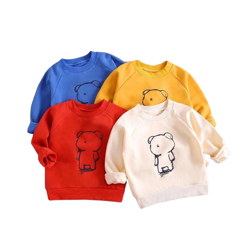 

Children's Hoodies Sweatshirts Boy Girl Fashion Tshirt Cotton Pullover Tops For Spring Autumn Solid Unisex Baby Kids Clothes