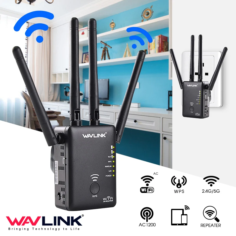 Wavlink UK/EU/US/AU разъем AC1200 двойной для диапазона 1200 Мбит/с 4x3dBi внешняя антенна беспроводной Wi-Fi ретранслятор