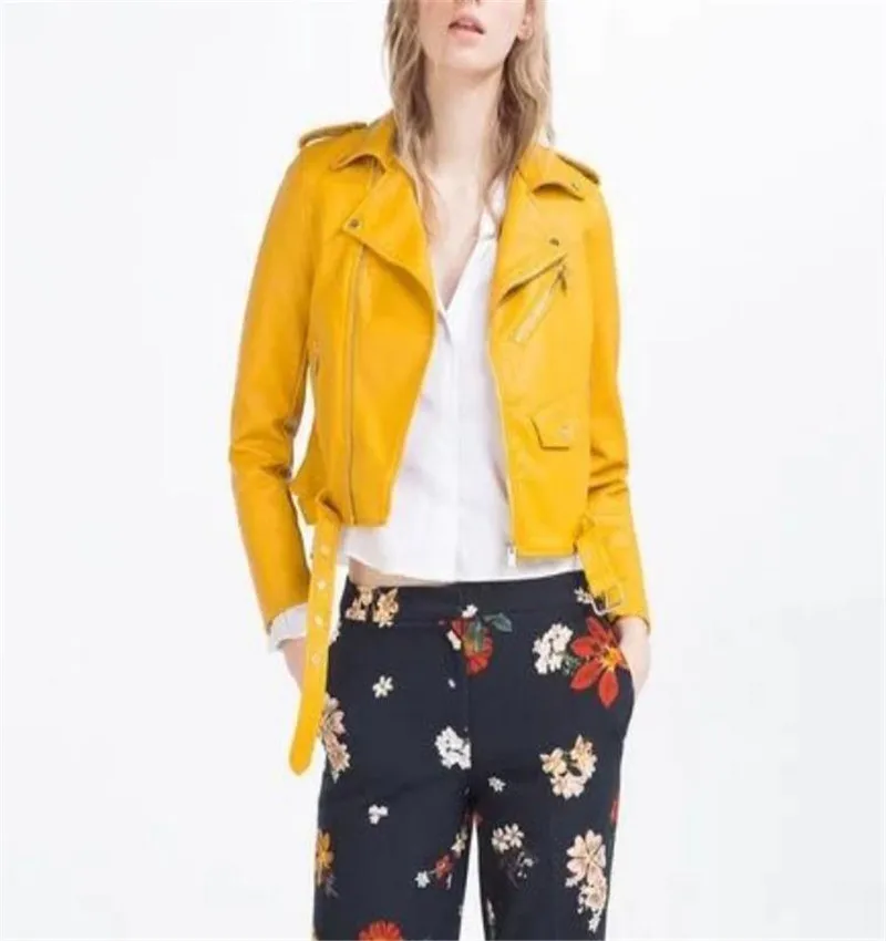 Куртка женская из искусственной кожи повседневный пиджак на молнии с воротником