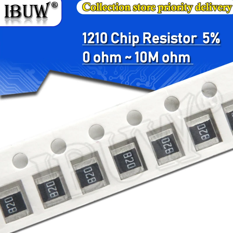 Резисторы для микросхем SMD 100 1210 1/2 Вт резисторы 0R - 10M 0 10 5% Ом 10R 100R 220R 470R 1K 220 K 470 10K 2 1M