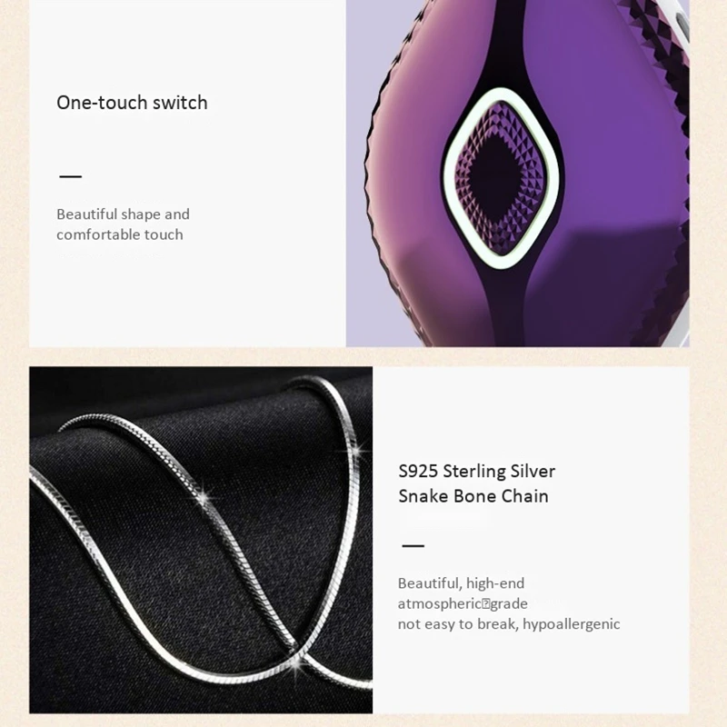 

2 Pcs Personal Wearable Mini Portable Rechargeable Negative Ion Necklace Hanging Neck Air Purifier, Purple & Black
