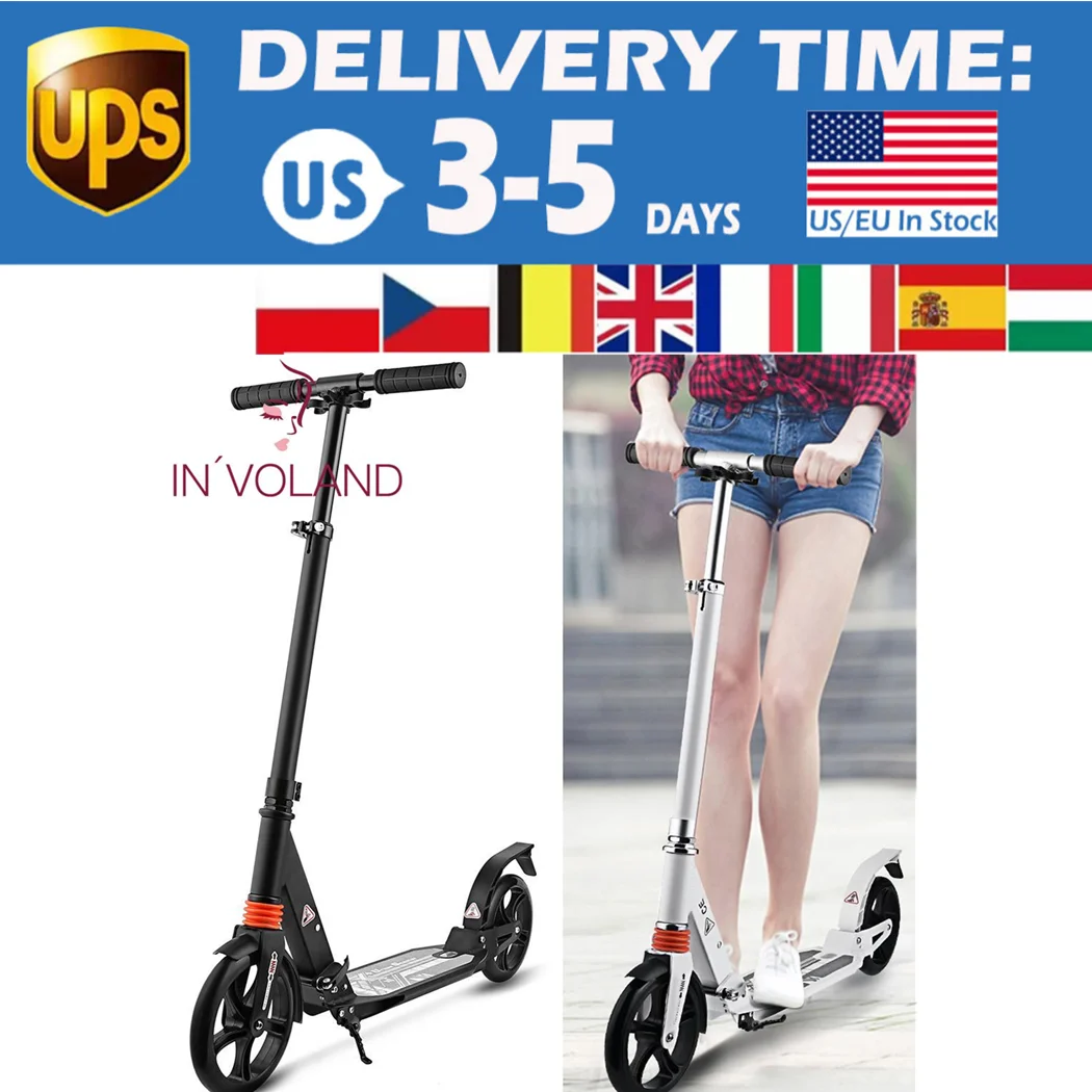 

Adult Teenager Foldable Kick Scooter 2-Wheel Adjustable T-Handlebar Foot Scooter Outdoor Sports Portable Scooters Skateboard