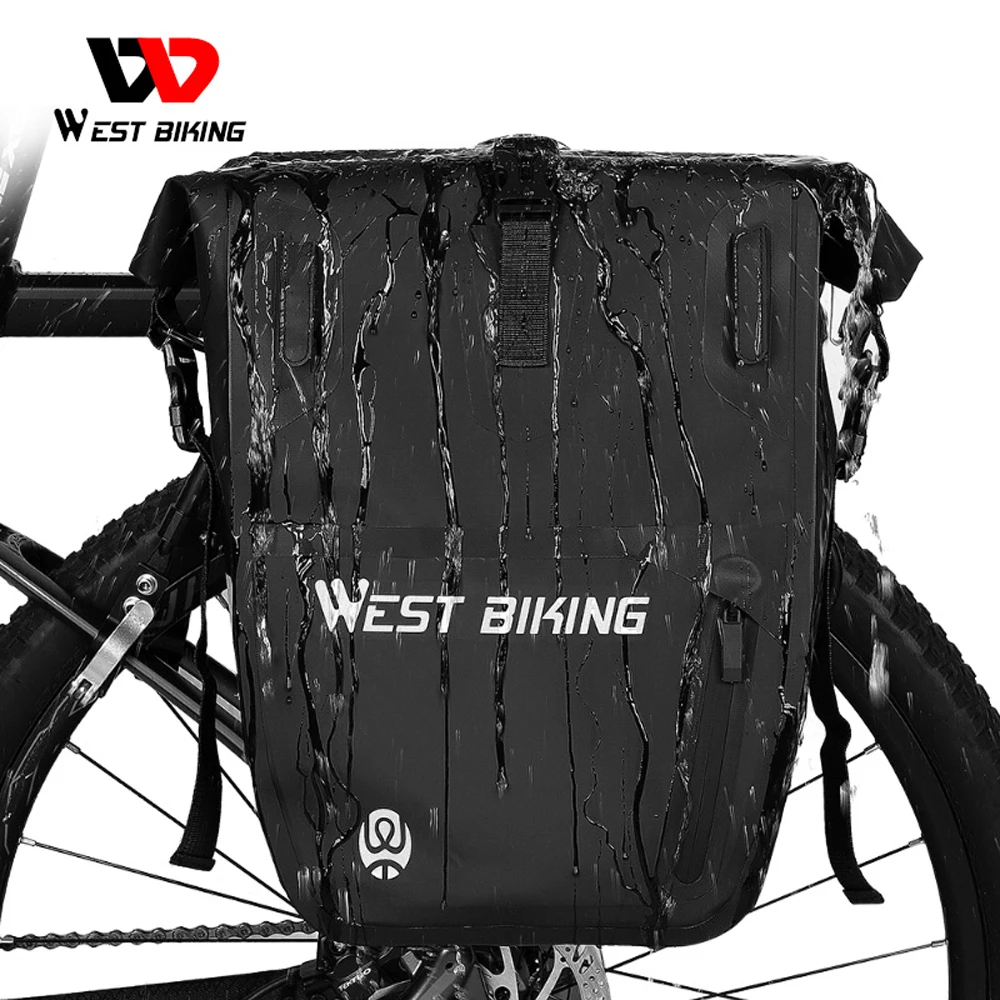 

WEST BIKING 25L велосипедные сумки Водонепроницаемый Велоспорт сзади двойная сторона дорожная сумка хвост СИД велосипедный багажник сумка