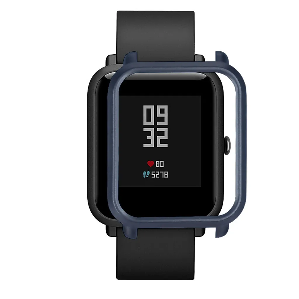 Тонкий цветной чехол из поликарбоната с защитной рамкой для часов Huami Amazfit Bip Younth с защитой экрана