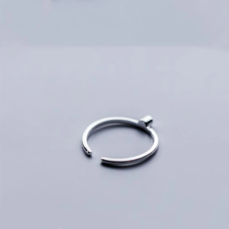 Настоящее 925 пробы Серебряное геометрическое крошечное цилиндрическое кольцо