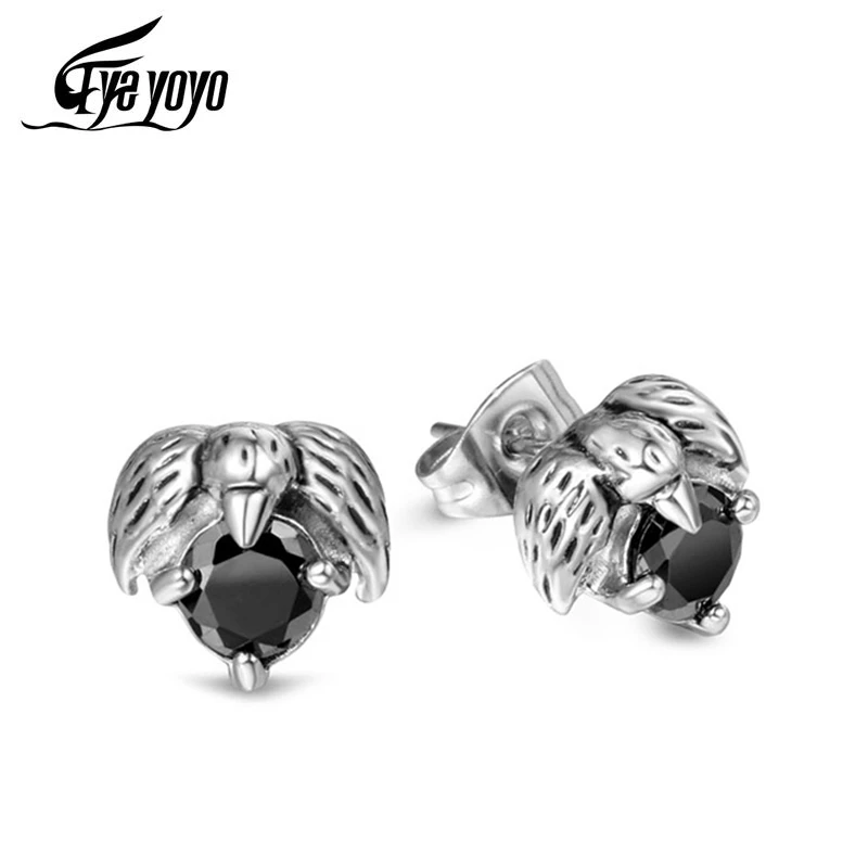 Корейские модные серьги гвоздики EyeYoYo в виде дракона черные для