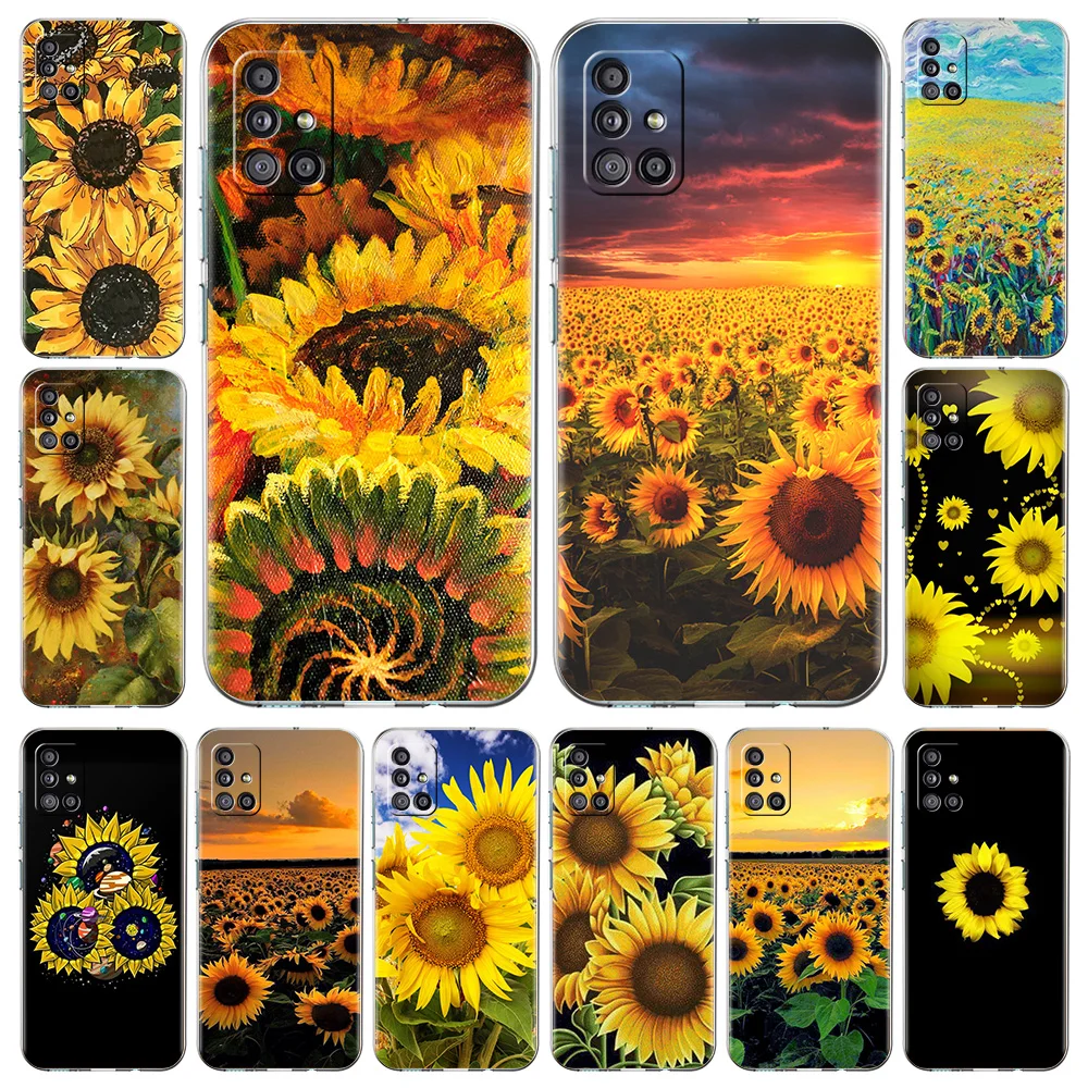 

Art Sunflower Fundas Cover for Samsung Galaxy A51 A71 A41 A31 A21 A11 A01 M31 Shell Transparent Soft TPU Phone Case Coque Bag