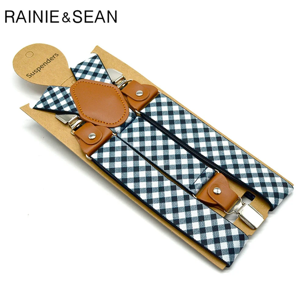 Подтяжки RAINIE SEAN Men s в клетку деловые эластичные ремни для брюк 3 5*120 см мужские