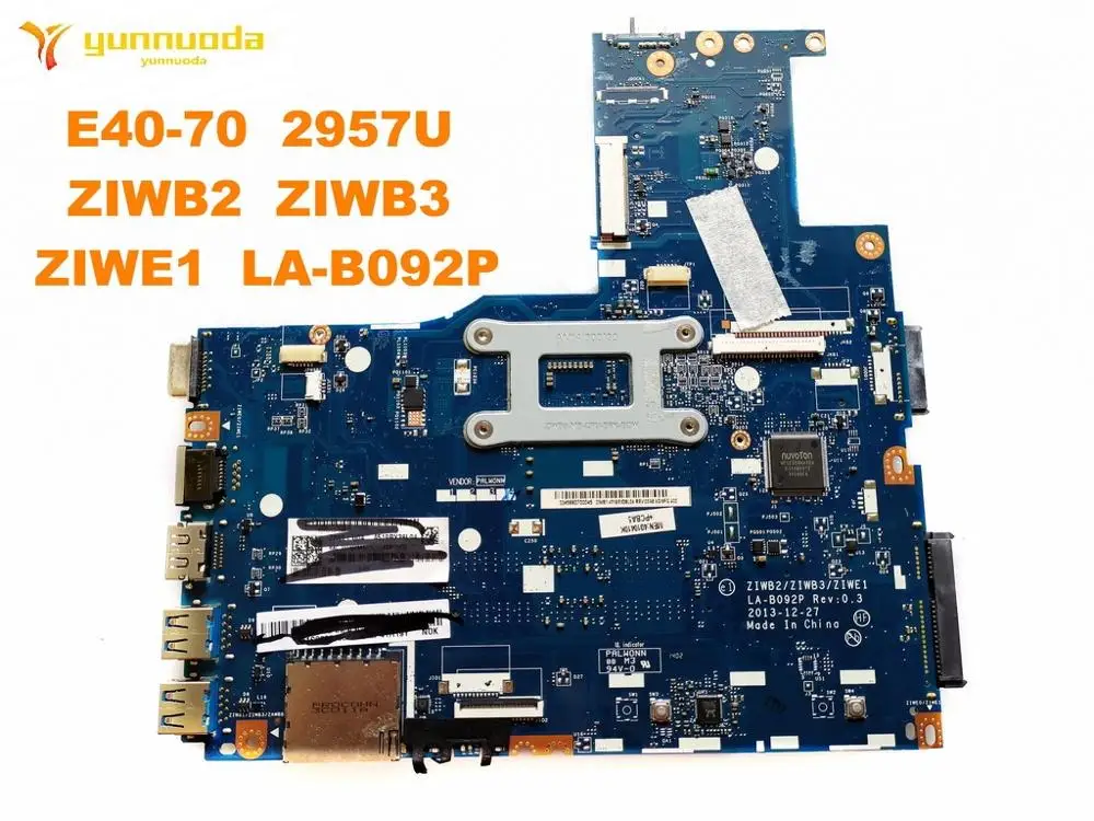 Оригинальный Для Lenovo E40-70 Материнская плата ноутбука 2957U ZIWB2 ZIWB3 ZIWE1 LA-B092P