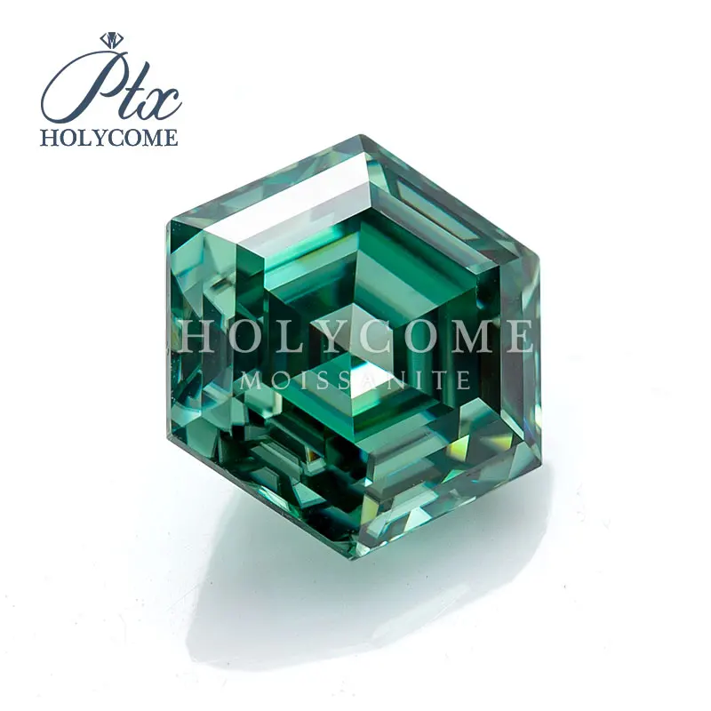 

6*6MM GREEN Hexagon 2021 Customized Loose Moissanite Diamond Moissanite Stones