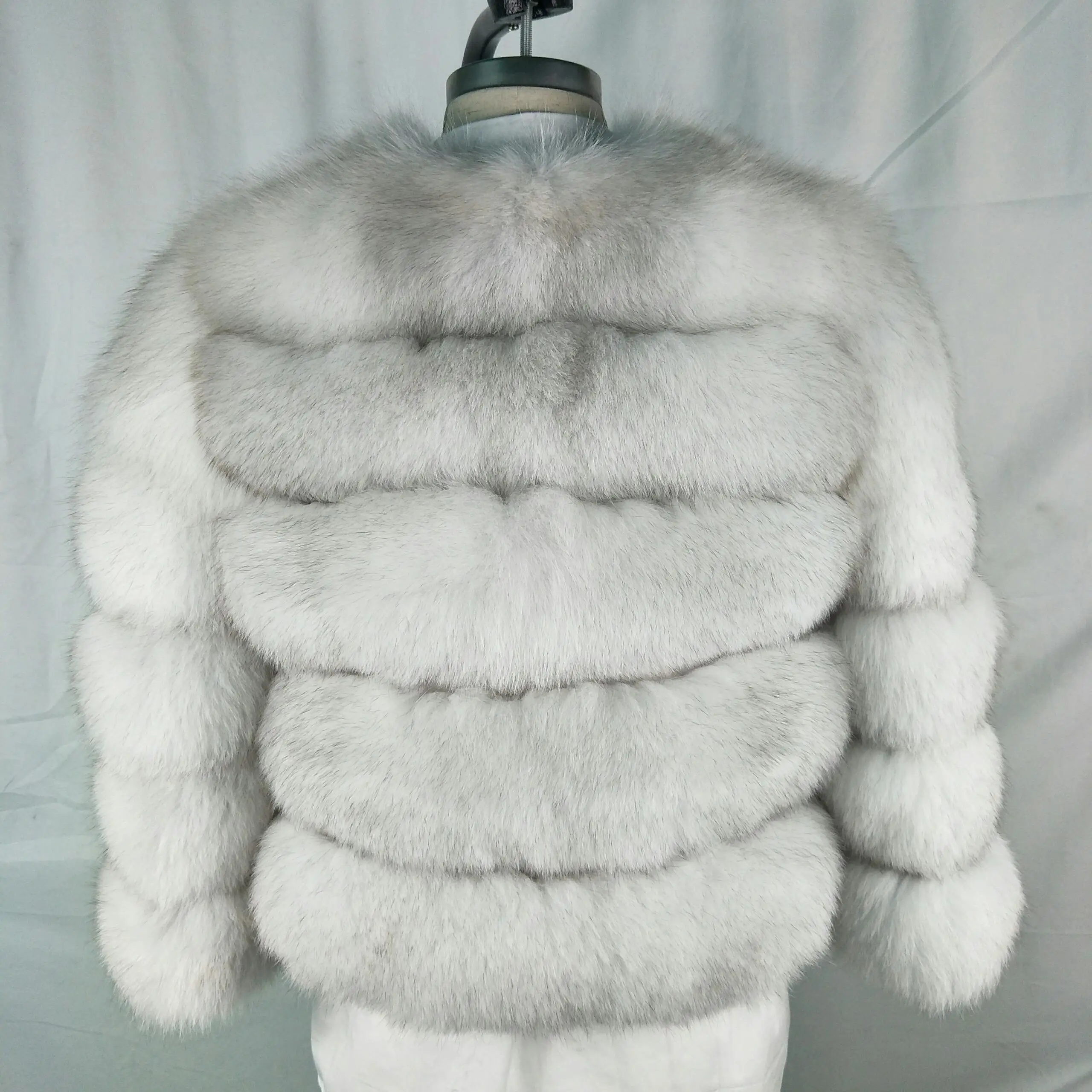 50cm nature white 60 см новая теплая шуба из натурального Лисьего меха женская зимняя Толстая Шуба из натурального Лисьего меха Меховая куртка верхняя одежда женский Дамский стоячий воротник жакет из меха - Цвет: 50cm nature white