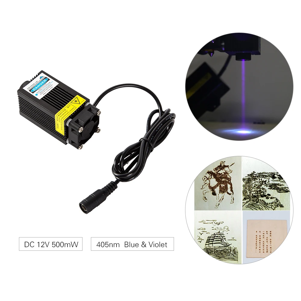 12 В гравировальный модуль сине фиолетовый станок Высокая мощность 500 МВт точка нм