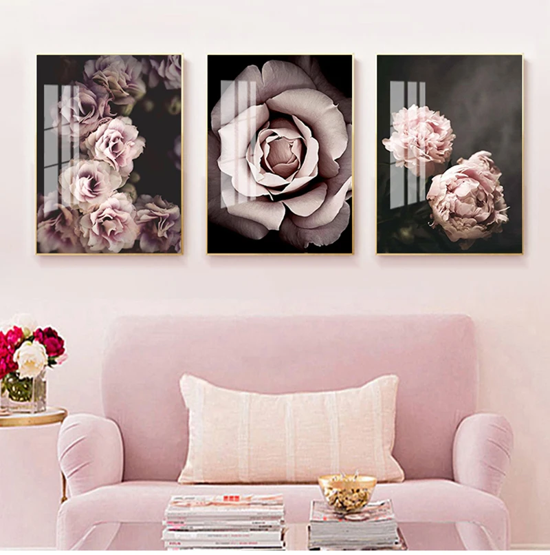 

Scandinavian Fashion Poster Pink Flower Sexy Girl Nordic Style Wall Art Canvas Print Painting Modern Living Room Decor Picture