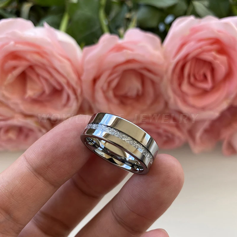 Мужское вольфрамовое кольцо 8 мм Женское Обручальное полированная блестящая