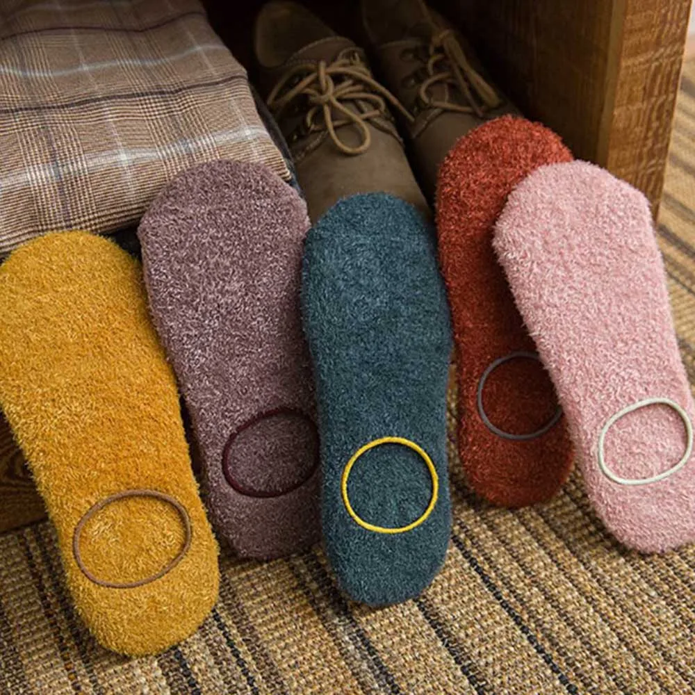 Женские теплые мягкие бархатные носки до щиколотки 1 пара осенне зимние короткие