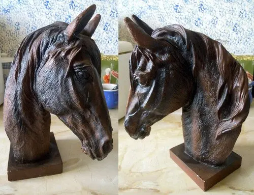 Статуя лошади статуя бюста винтажная голова лошади? Редкий товар (A0314) | Дом и сад