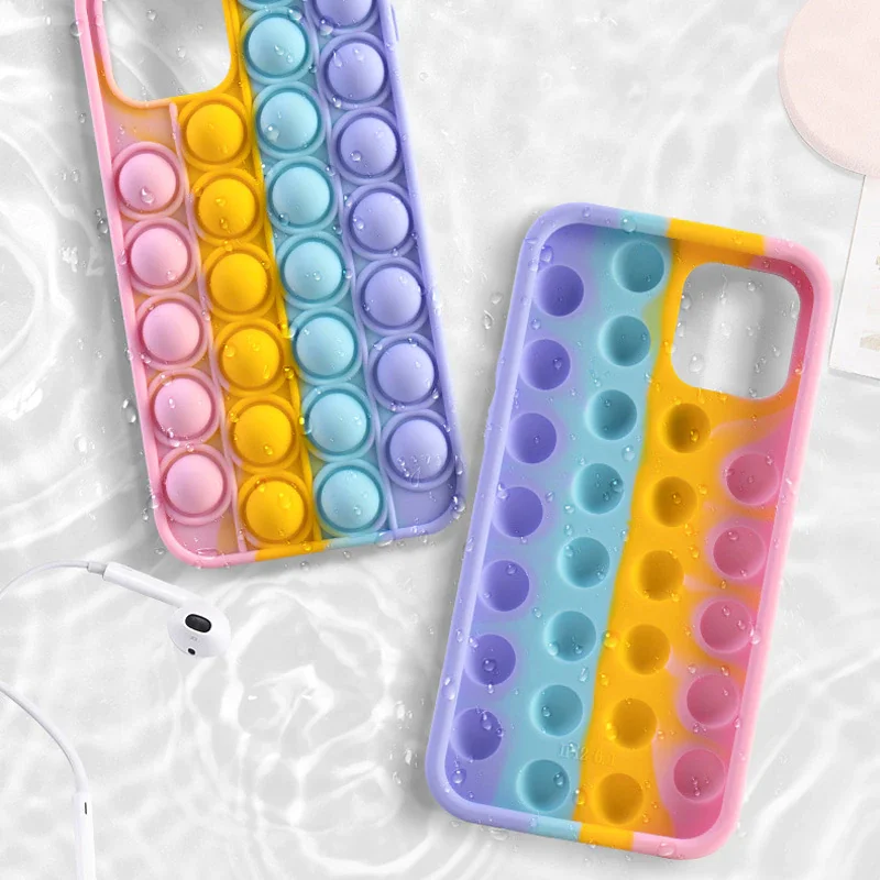 

Bubble Phone Case Relieve Stress Phone Case For Iphone 12 11 Pro X XR XS Max 6 6s 7 8 Plus SE2 Soft Silicone Phone Case
