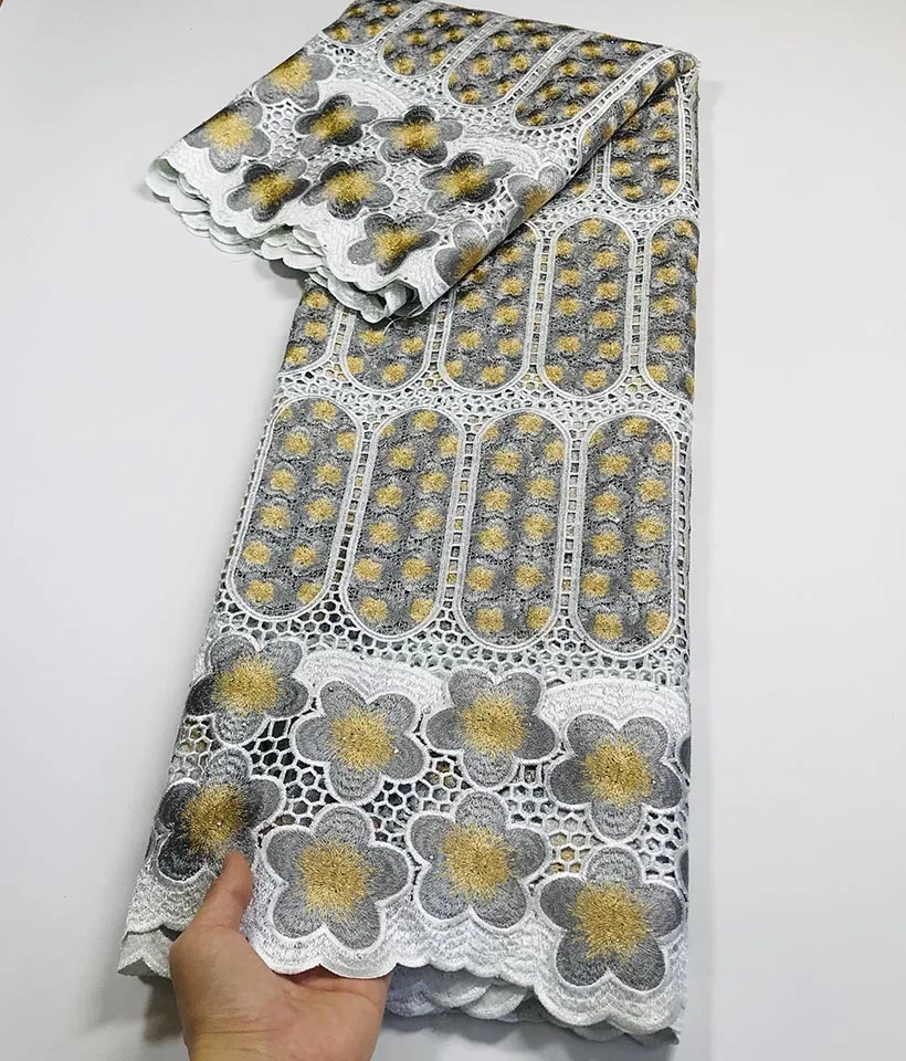 

Latest French African Swiss Lace Fabric Soft Nigerian Guipure Water Soluble Cord Lace Fabric With Stones For Wedding Dress Party