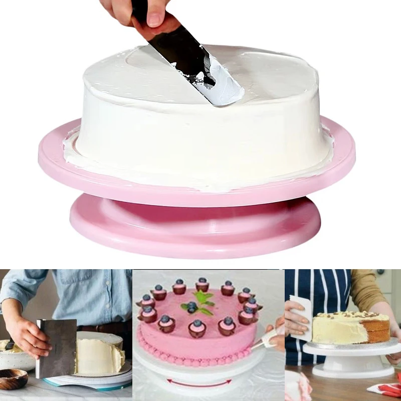 

10 Inch Cake Turntable Rotating Anti-skid Round Cake Stand Cake Decorating Tool Cake Rotary Table for Kitchen DIY Baking Tool