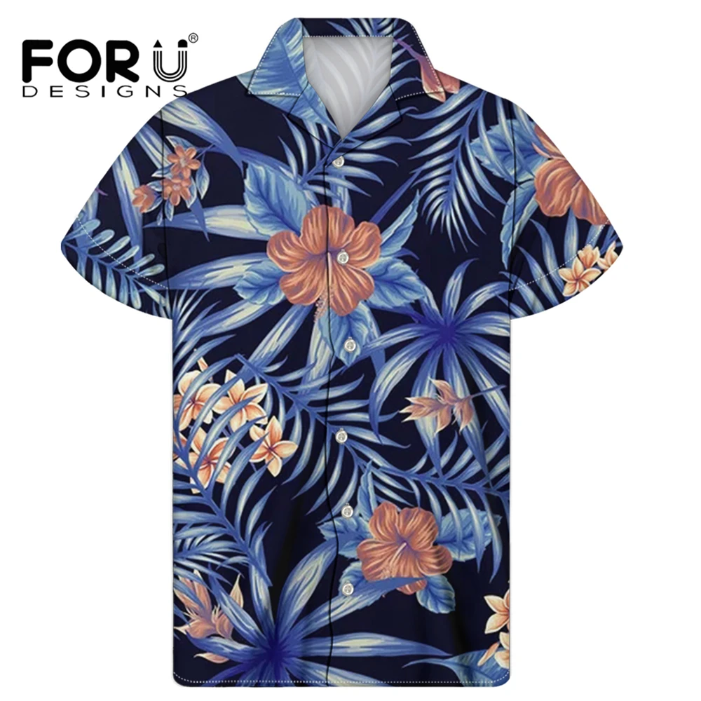 

FORUDESIGNS/мужские рубашки с тропическим узором; Удобная эластичная рубашка для выступлений; Рубашка с короткими рукавами на пуговицах; Топы
