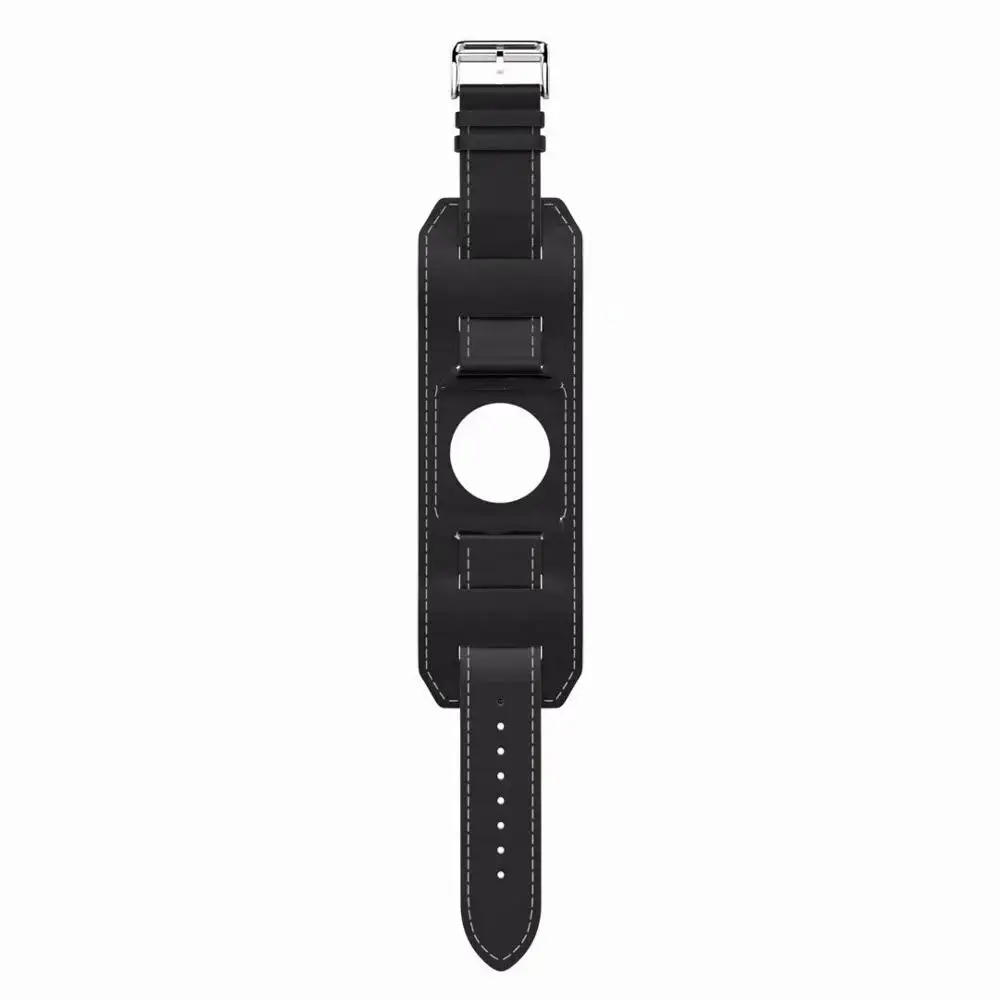 black Кожаный браслет для Huami Amazfit Bip huawei Watch gt 2 Band для samsung gear Sport S2 S3 Frontier Galaxy Watch Active 42 мм 46 мм - Цвет ремешка: black