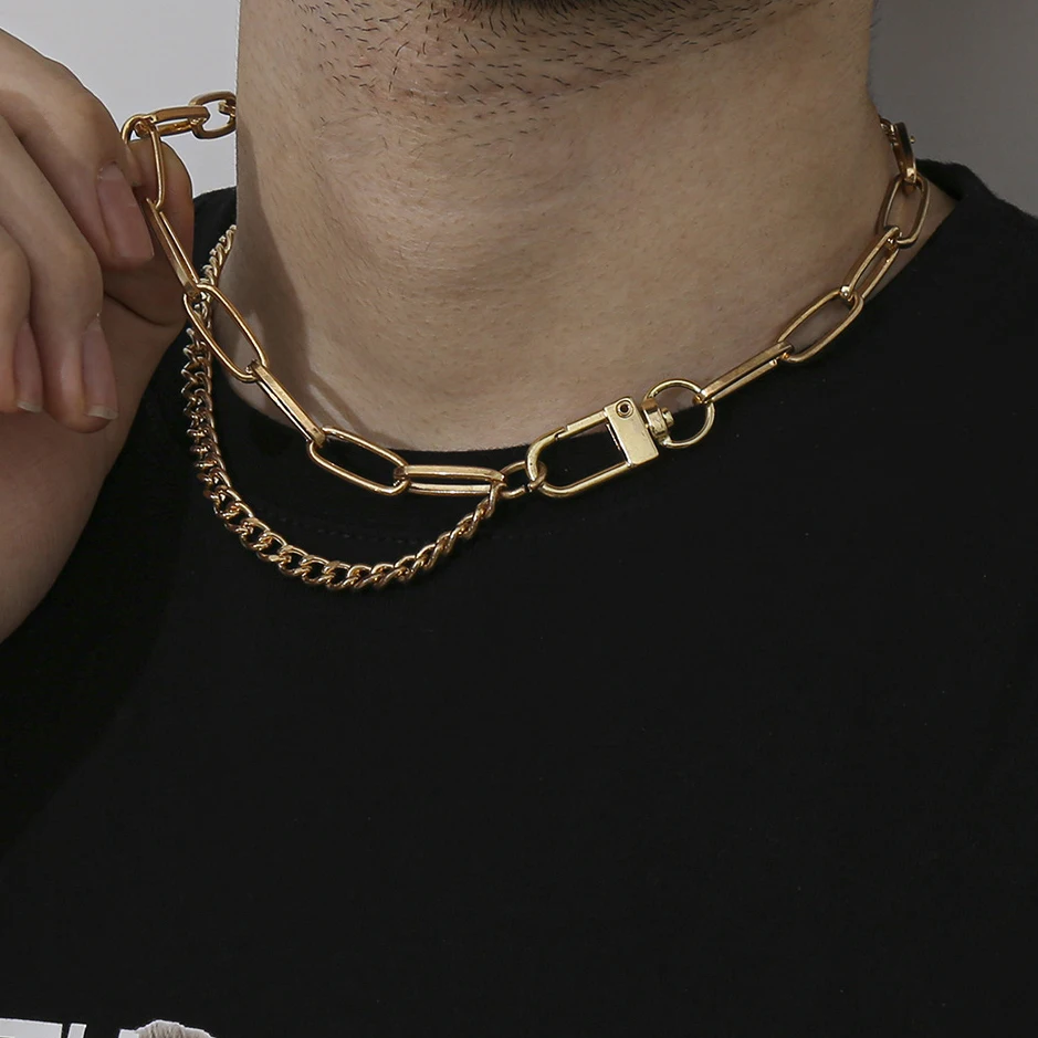 

Minilist Gothic Chains Necklace Silver Color Cuban Rock Men Lock Chians Choker Necklace for Women Jewelry 2020 Neck Collar Charm